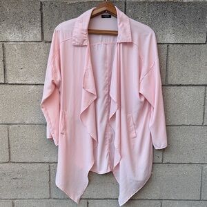 Light Pink Open Front Draped Jacket